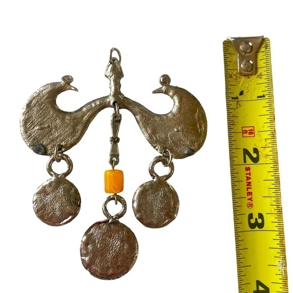 Vintage ‘70’s hand crafted silver wavy pendant bead medallions one of a kind - Picture 4 of 4